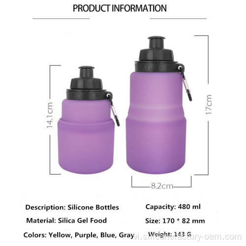 Logo tùy chỉnh có thể thu gọn silicone thể thao chai nước